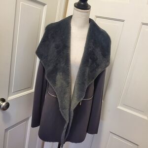 Premise Charcoal Gray Shacket Size Medium, Cascading Neckline